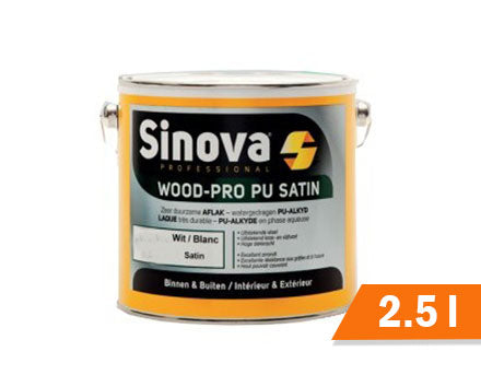 SINOVA WOOD-PRO PU SATIN BLANC 2.5L, debrico magasin de matériaux de construction sur bruxelles