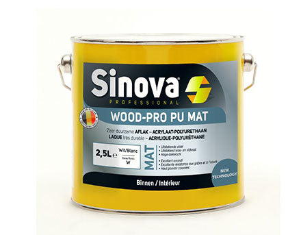 SINOVA WOOD-PRO PU MAT BLANC 2.5L, debrico, magasin de matériaux de construction sur Bruxelles