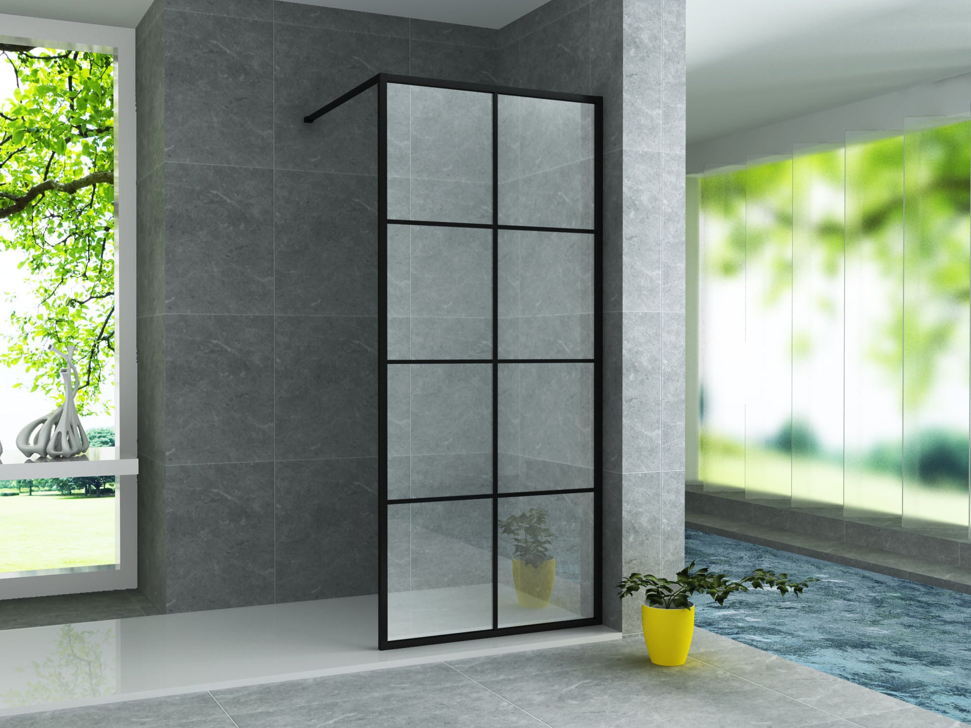 PAROI DE DOUCHE MAT NOIR 8 MM 900 X 2000 9 CADRES, Debrico, magasin de matériaux de construction sur Bruxelles