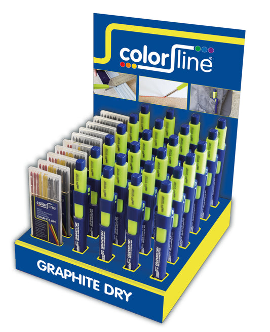 ASSORTIMENT DE PORTE-MINE ET MINES DE RECHARGEABLE EN DISPLAY: 24X + CRAYON GRAPHITE DRY: 10 x MINES GRAPHITES