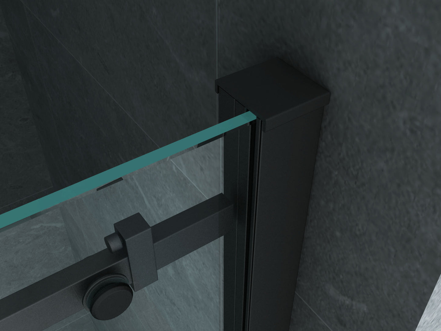 PORTE DE DOUCHE COULISSANTE 8 MM 1400 X 1950 CM PROFIL NOIR MAT