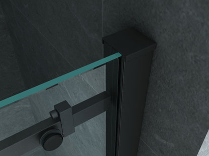 PORTE DE DOUCHE COULISSANTE 8 MM 1400 X 1950 CM PROFIL NOIR MAT