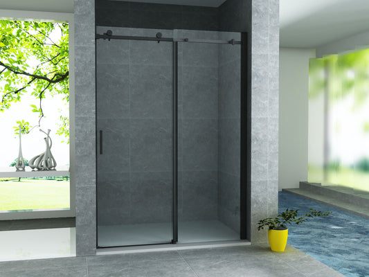 PORTE DE DOUCHE COULISSANTE 8 MM 1400 X 1950 CM PROFIL NOIR MAT