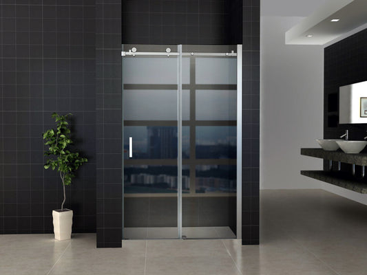 PORTE DE DOUCHE COULISSANTE 8 MM 1400 X 1950 CM  PROFIL CHROME