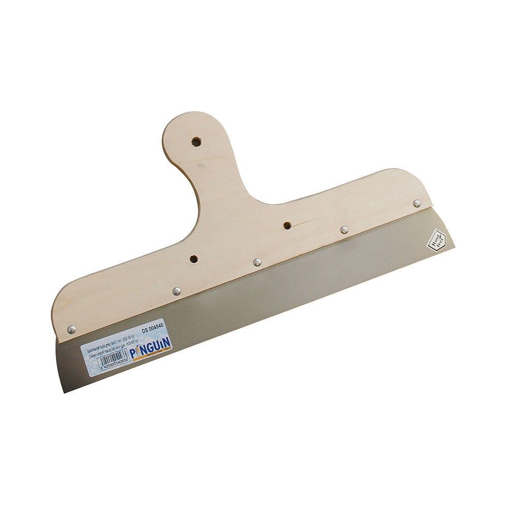 Debrico, magasin de matériaux de construction sur Bruxelles, COUTEAU A ENDUIRE 400 MM / 0,7 MM, MANCHE EN BOIS - INOX, 