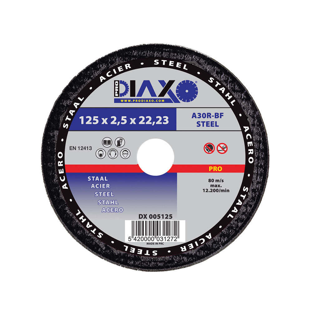Debrico, magasin de matériaux de construction sur Bruxelles, DISQUE ABRASIF ACIER - Ø 125 x 2,5 MM A30R-BF / PRO CONSTRUCTION, 