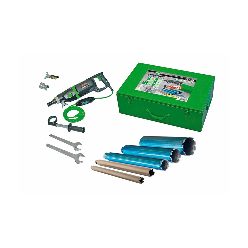 DIAMOND CORE DRILL SET - ETN 162/3 + 5 CROWNS 5/4" + 3 CROWNS 1/2" &amp; CASE