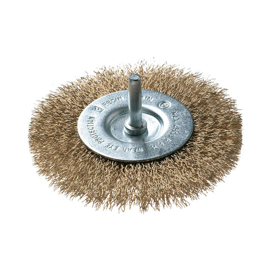 Debrico, magasin de matériaux de construction sur Bruxelles, BROSSE DISQUE BE Ø 75/0,30/ TIGE 6 MM, ACIER LAITONNE, BLISTER, 