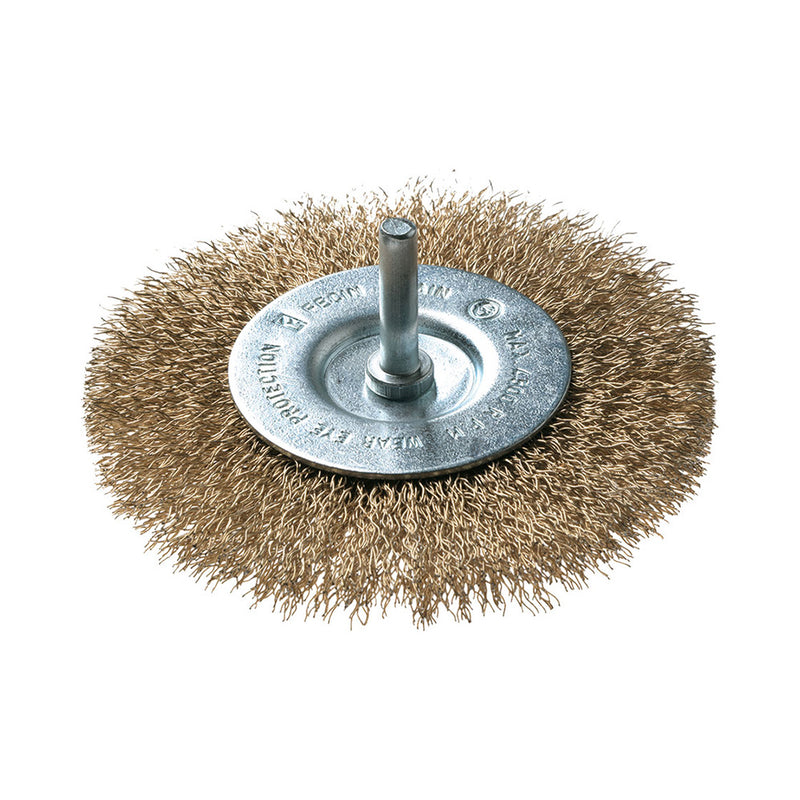 Debrico, magasin de matériaux de construction sur Bruxelles, BROSSE DISQUE BE Ø 100/0,30/ TIGE 6 MM, ACIER LAITONNE, BLISTER, 