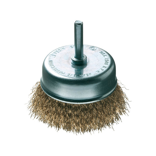 BROSSE SOUCOUPE TA  Ø 75/0,30/ TIGE 6 MM, ACIER LAITONNE, BLISTER